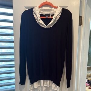 Women's Black Sweater with White Trim